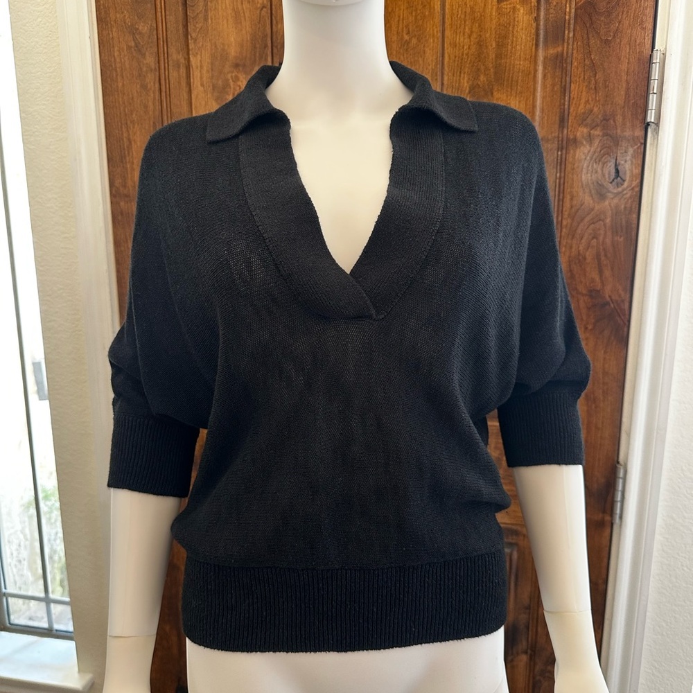 Banana Republic Black V-Neck Dolman Sleeve Sweater Size M